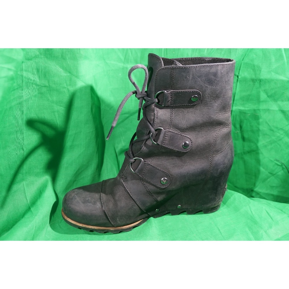 Sorel Joan of Arctic II Wedge Boots Black Leather Women's US 10 - Picture 8 of 9